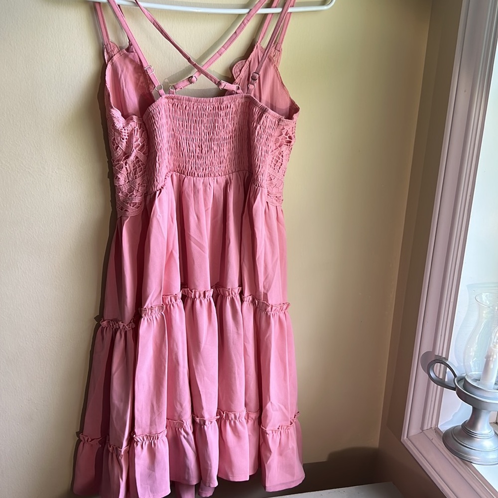 Pink Crochet Ruffle Dress - Picture 4 of 6